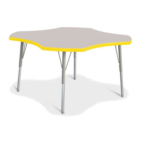Jonti-Craft Berries Four Leaf Activity Table, E-height, Freckled Gray/Yellow/Gray 6453JCE007 - main